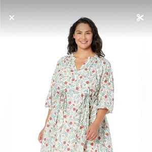 Draper James Floral & Strawberry Print Dress with Red and Green Accents